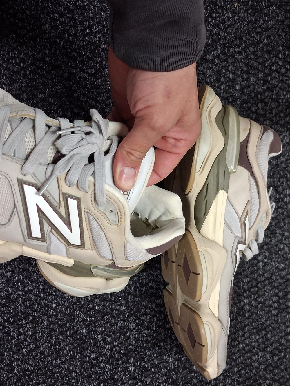 New Balance 9060 sneakers in the 'Grey Matter Timberwolf' colorway